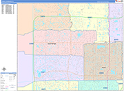 Coral Springs  Wall Map Color Cast Style